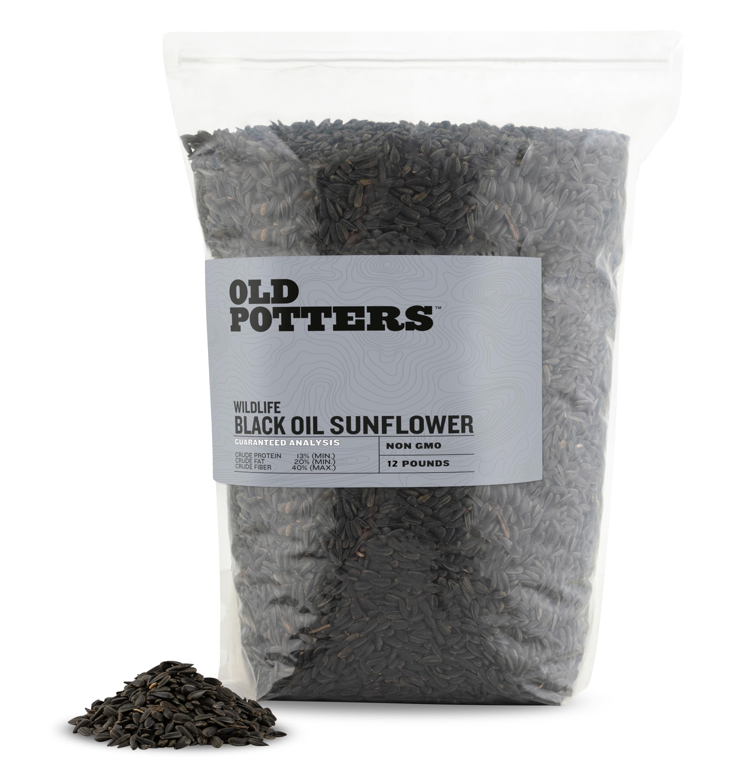 Old Potters Wildlife Black Oil Sunflower Seeds for Birds and Wildlife, Non-GMO & USA Grown on Small Farms (12 lbs)