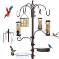 YINGYM 6-Hook Bird Feeding Station Kit, Wild Bird Feeder Stand Pole, Multi-Feeder Kit Stand with 4 Feeders, Bird Bath and Mesh Tray, 94 Inch