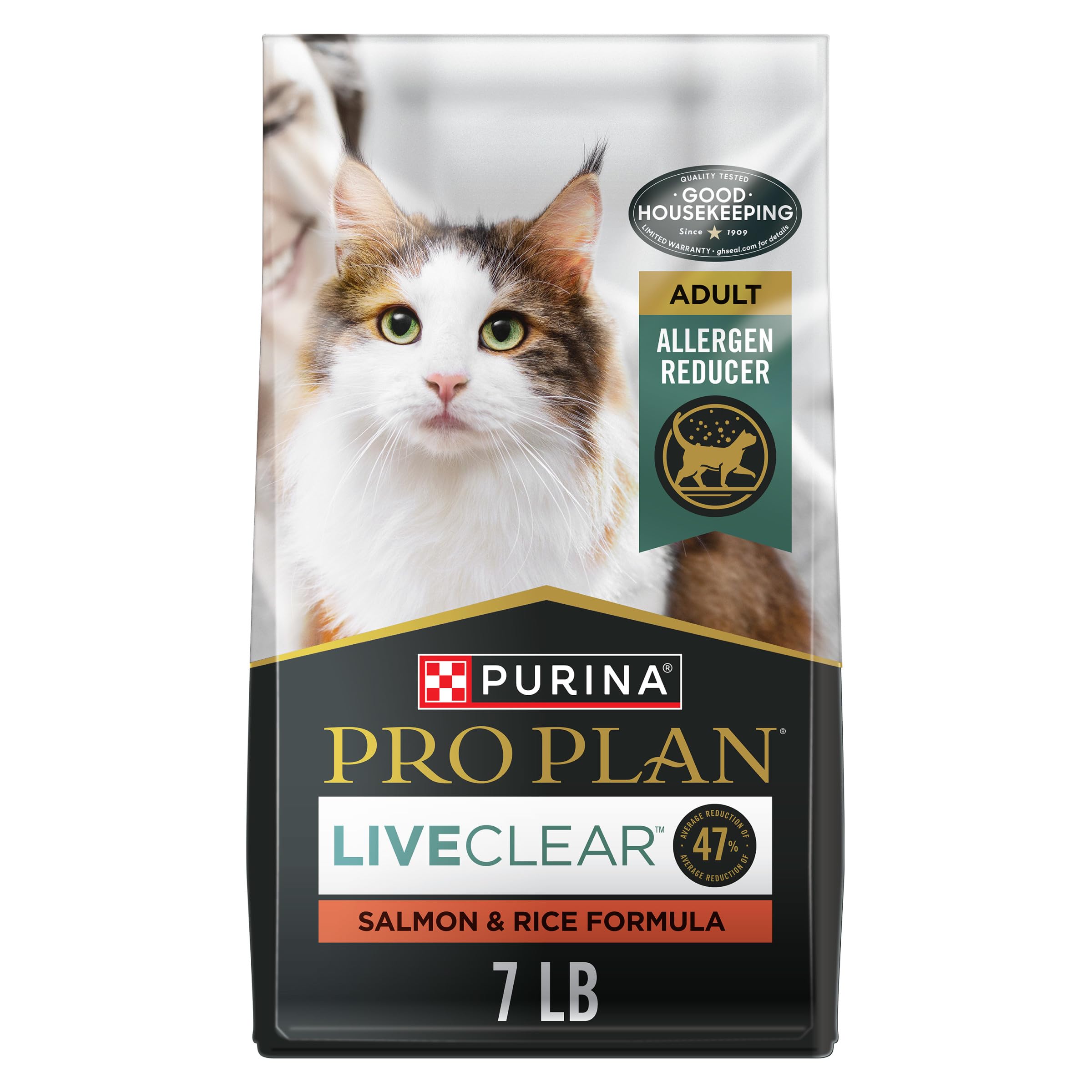 Purina Pro Plan Allergen Reducing, High Protein Cat Food, LIVECLEAR Salmon and Rice Formula - 7 lb. Bag
