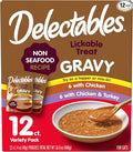 Delectables Lickable Treat Gravy Wet Cat Treat Variety Pack, Food Topper, Hydrating, Grain-Free, No Fillers, By-Products, Added Preservatives, 1.4oz Pouch, 12ct