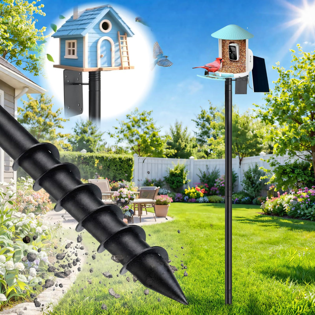 Heavy Duty Bird Feeder Pole - 88" Adjustable Bird House Stand Outdoor, Anti-Tip Auger & Stable Mount for Smart Camera Birdfeeder,Bluebird House, Bird Buddy, Birdfy