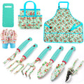 Garden Tools Set WANCHI 10 Piece Heavy Duty Floral Garden Tool Set Gardening Gifts for Women Men Birthday Rust-Proof Aluminum Garden Hand Tools Gardening Kit with Tote Bag Apron Glove
