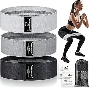 Renoj Resistance Bands for Working Out: 3-Set Professional Exercise Bands for Pilates, Yoga, Home Gym, Booty, Leg Training | Heavy/Medium/Light Fabric Loops for Women Men