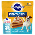 Pedigree Dentastix Small & Medium Breed Dog Treats, Original with Real Chicken, Dog Dental Treats, 21.1 oz. Bag (45 Treats Total)