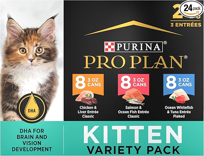 Purina Pro Plan High Protein Wet Kitten Food Variety Pack, DEVELOPMENT Kitten Favorites - (Pack of 24) 3 oz. Cans