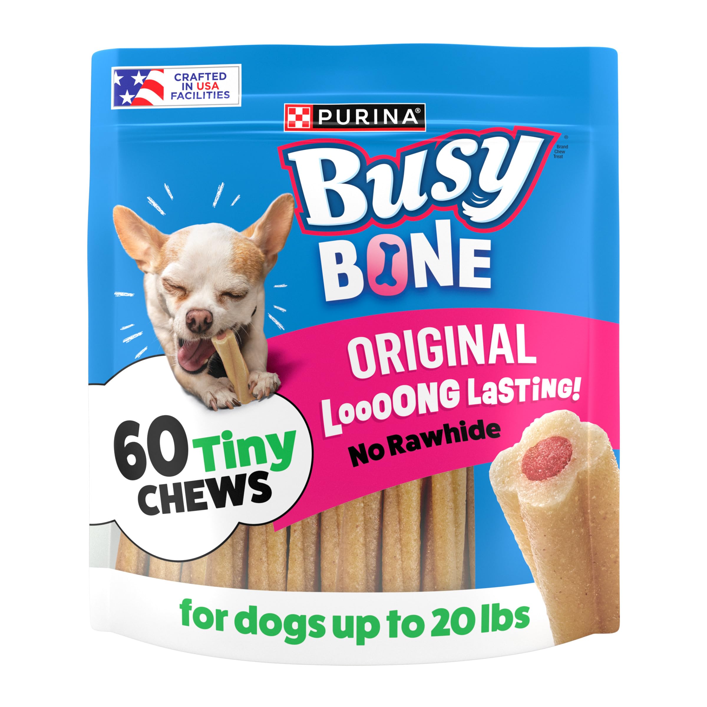 Purina Busy Bone Adult Toy Breed Dog Chew Bone Treats, Tiny - 60 ct. Pouch