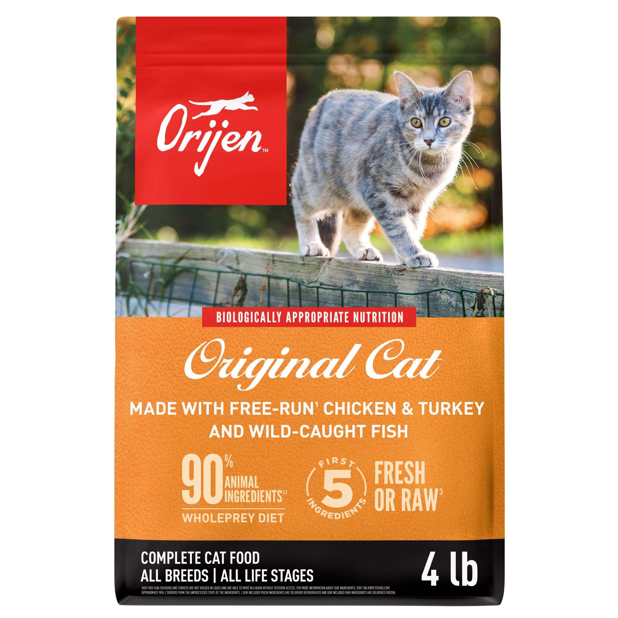 ORIJEN Grain Free High Protein Premium Dry Cat Food Original Recipe 4lb Bag