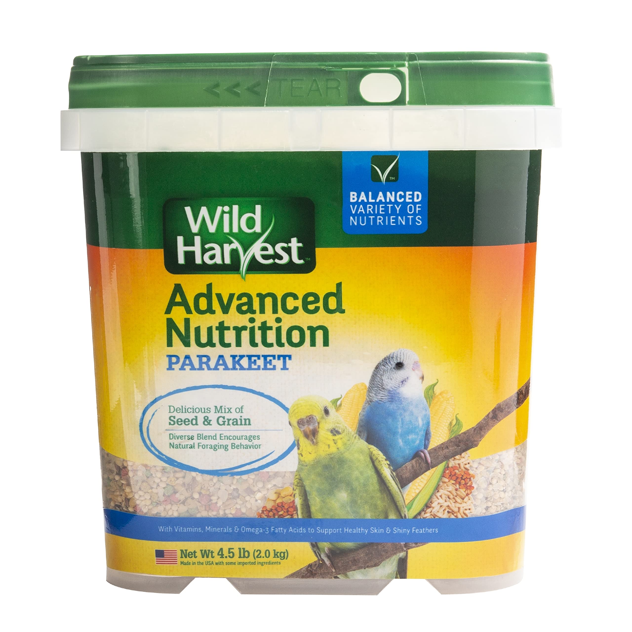 Wild Harvest Advanced Nutrition Diet For Parakeets 4.5 Pounds, Seed And Grain Mix