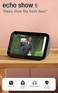Echo Show 5 (newest model), Smart display, Designed for Alexa+, 2x the bass and clearer sound, Charcoal