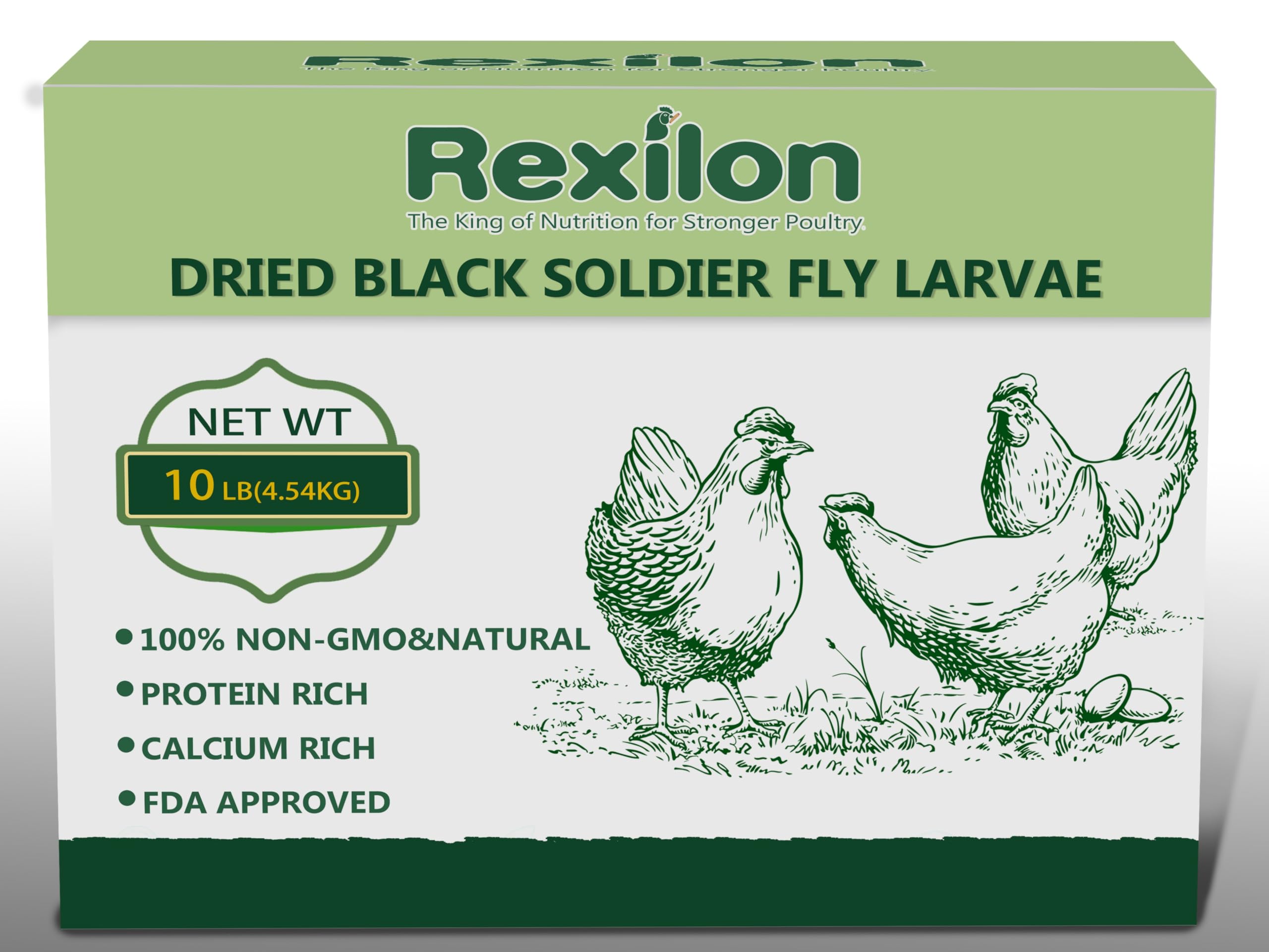 10lb Dried Black Soldier Fly Larvae – Pure Natural, High Protein & Calcium Chicken Feed, Cost-Effective and Premium Quality
