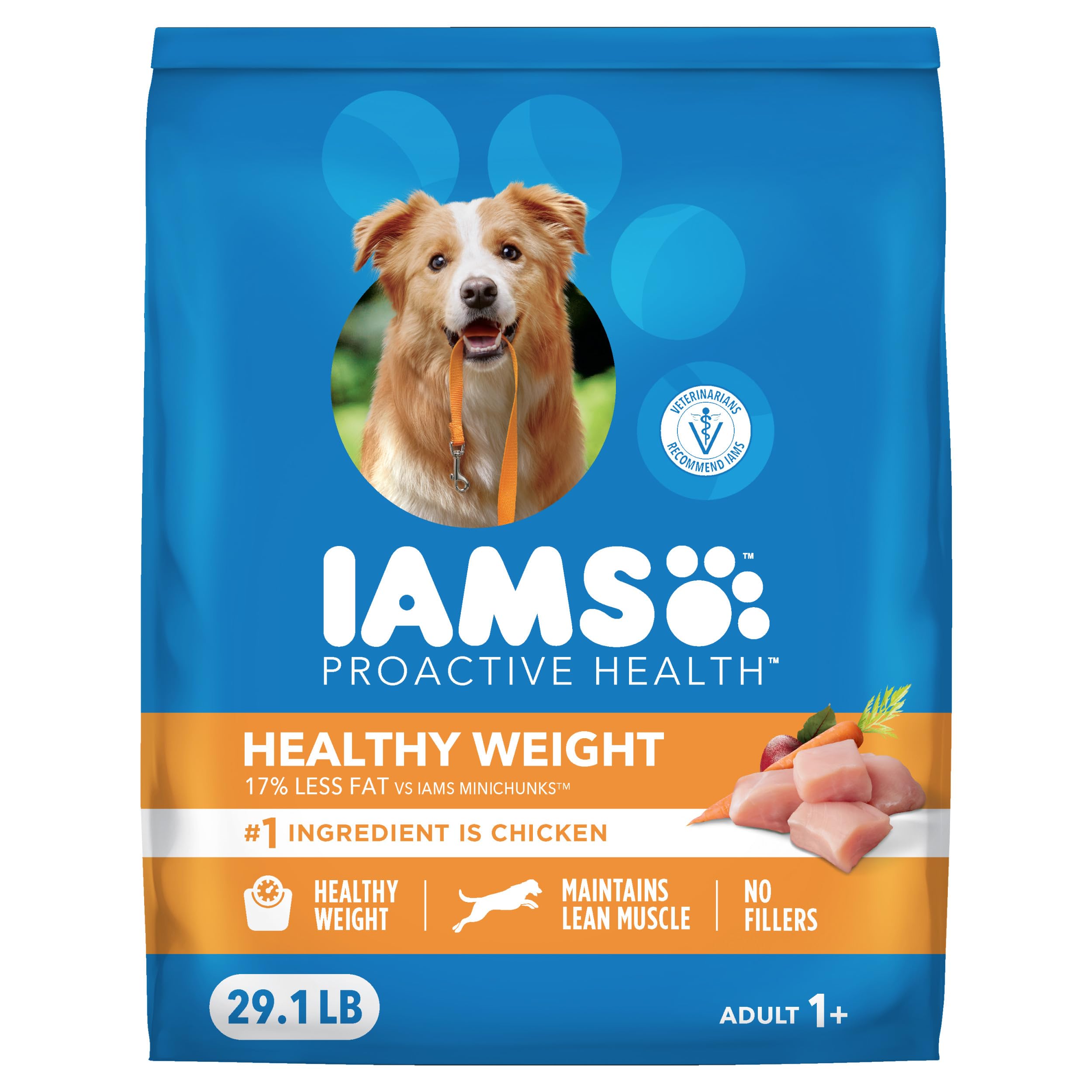 IAMS Proactive Health, Dry Dog Food, Adult Dog Food Dry Recipe for Healthy Weight, with Chicken, 29.1 Lb. Bag