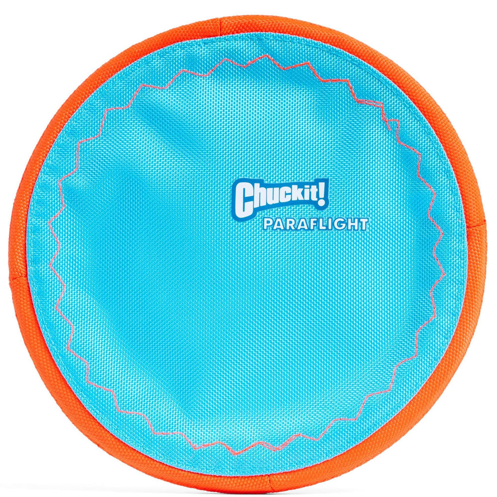 Chuckit! Paraflight Flying Disc Dog Toy - Water Floating Flyer - Durable Nylon Construction with Soft Rubber Edges - For Medium and Large Dogs - Size Large - 9.75" L x 9.75" W - Pack of 1