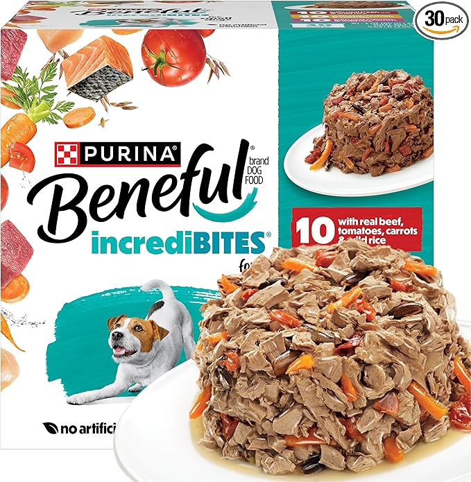 Beneful Purina Small Breed Wet Dog Food Variety Pack, IncrediBites With Real Beef, Chicken and Salmon - (Pack of 30) 3 Oz. Cans