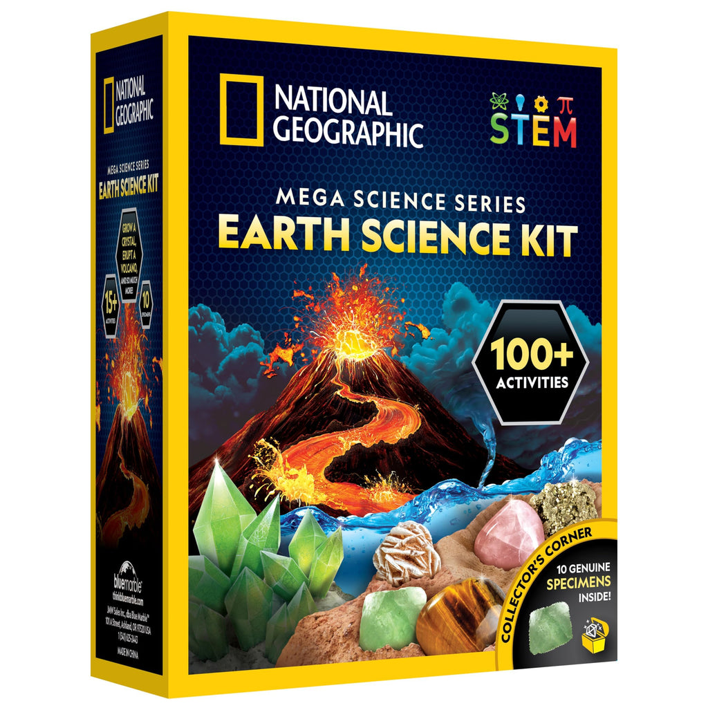 National Geographic Earth Science Kit – 100+ Science Experiments & Activities for Kids, Crystal Growing, Volcano Science Kit, Rock Collection, STEM Project Toy for Boys & Girls ( Exclusive)
