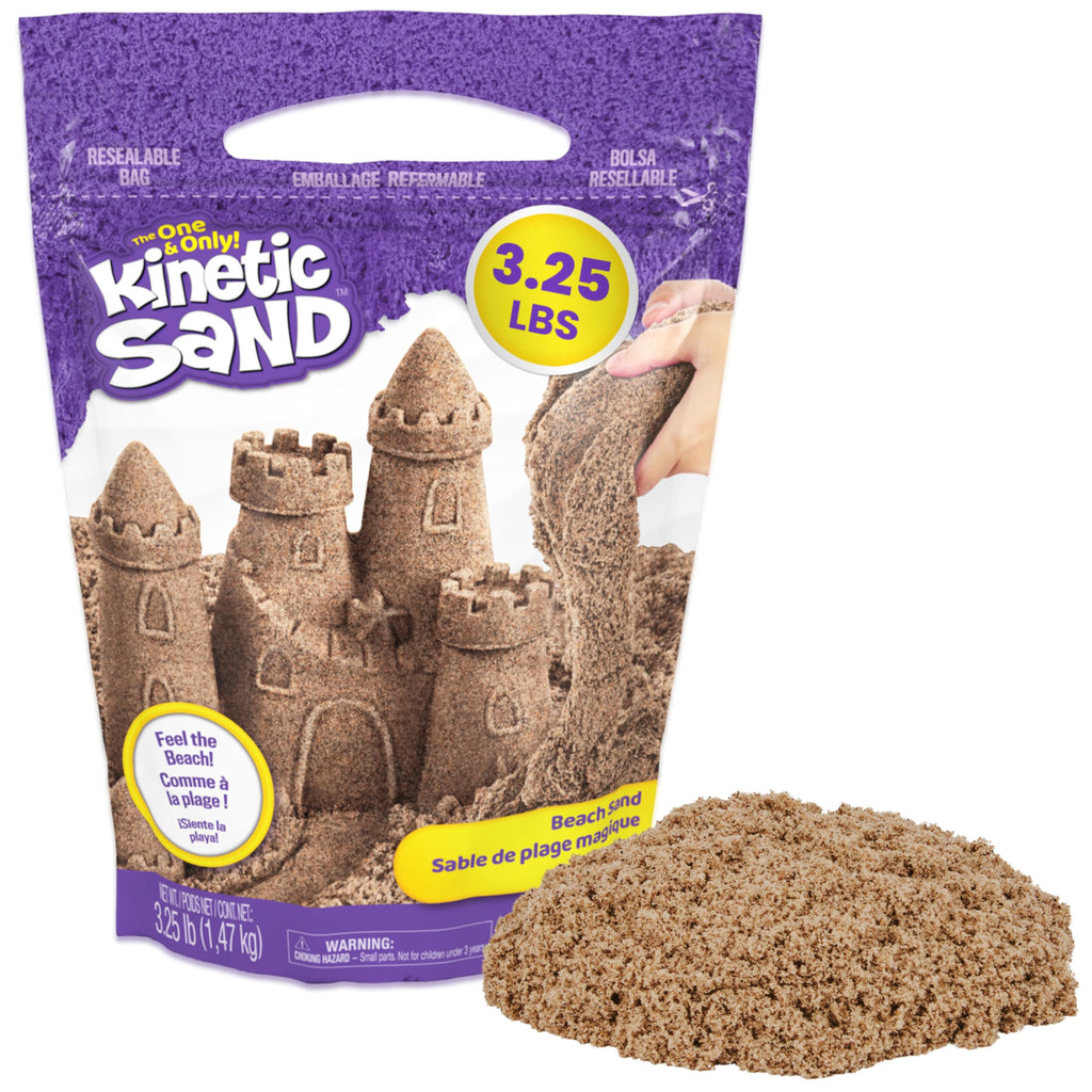 Kinetic Sand, 3.25lbs Beach Play Sand,  Exclusive, Moldable Sensory Toys for Kids, Resealable Bag (Packaging May Vary), for Ages 3 and up