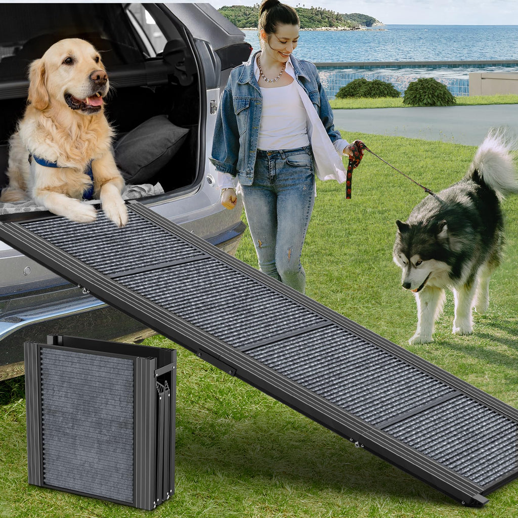 Dog Ramp for Car 63" Long & 17" Wide Portable Dog Ramps for Large Dogs with Non-Slip Rug Surface Dog Car Ramp for SUV Car & Truck, Folding Dog Ramp Up to 250LBS