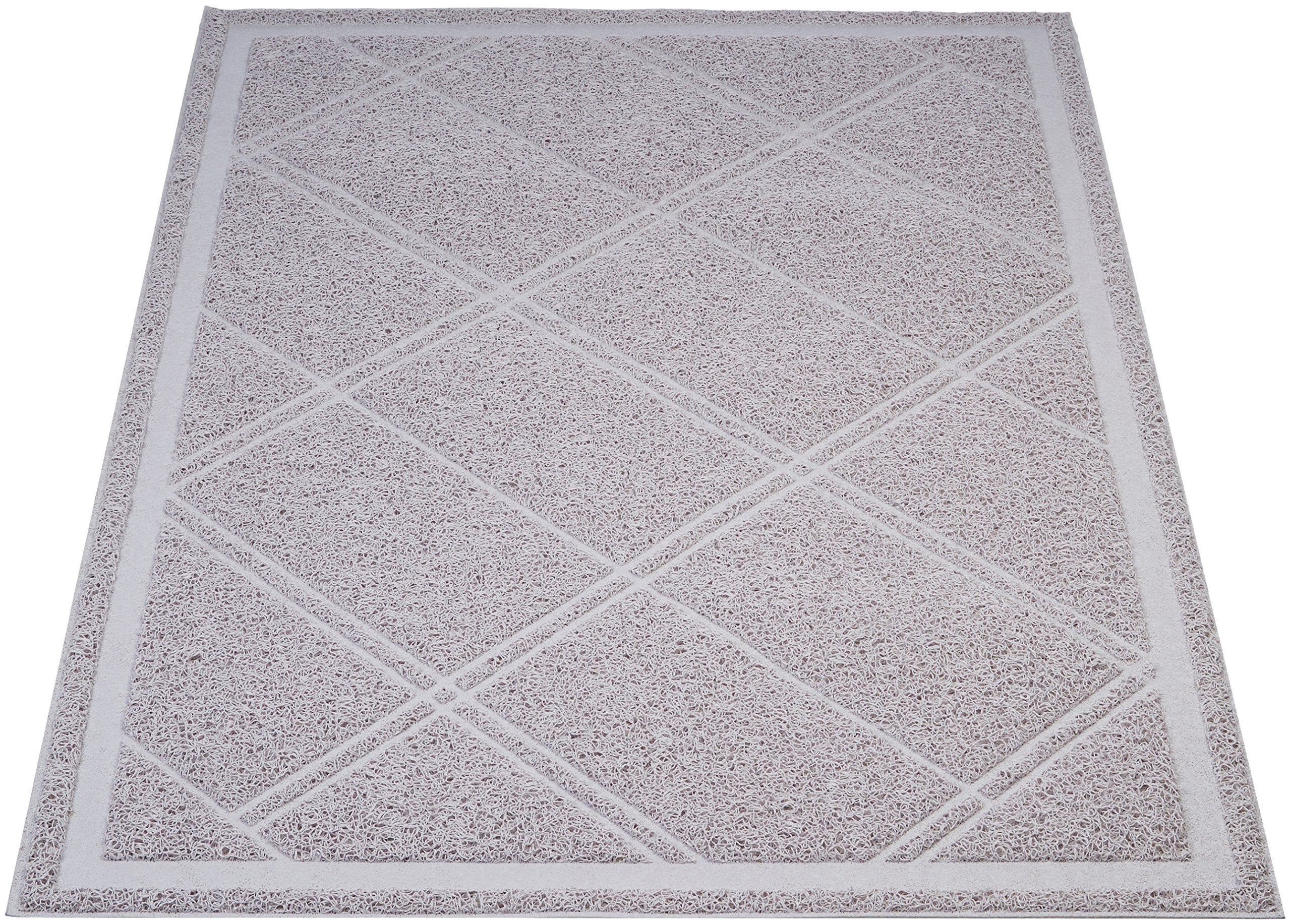 Basics Less-Mess Litter Trapping Cat Litter Box Mat, Soft on Kitty Paws, Waterproof, Scatter Control, 24" x 35", Grey
